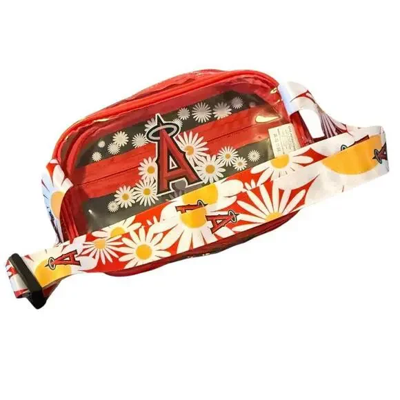 Los Angeles Angels Charming Clear Red Fanny Pack with Floral Design - Picture 2 of 6